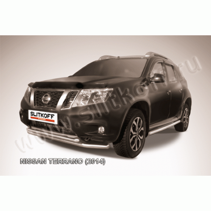 Защита передняя двойная 57-42 мм Black Edition для Nissan Terrano 2014-2022