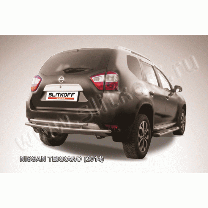 Защита заднего бампера двойная 42-42 мм Black Edition для Nissan Terrano 2014-2022