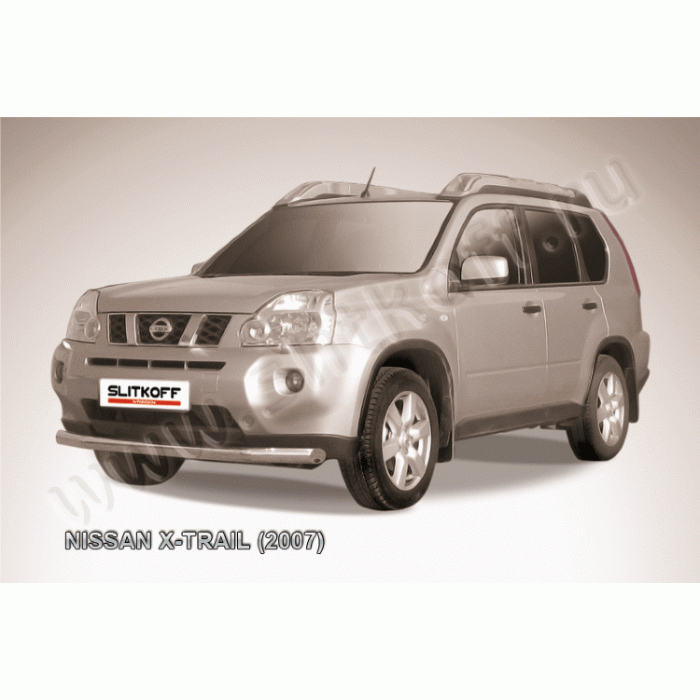 Защита переднего бампера 76 мм Black Edition для Nissan X-Trail 2007-2011