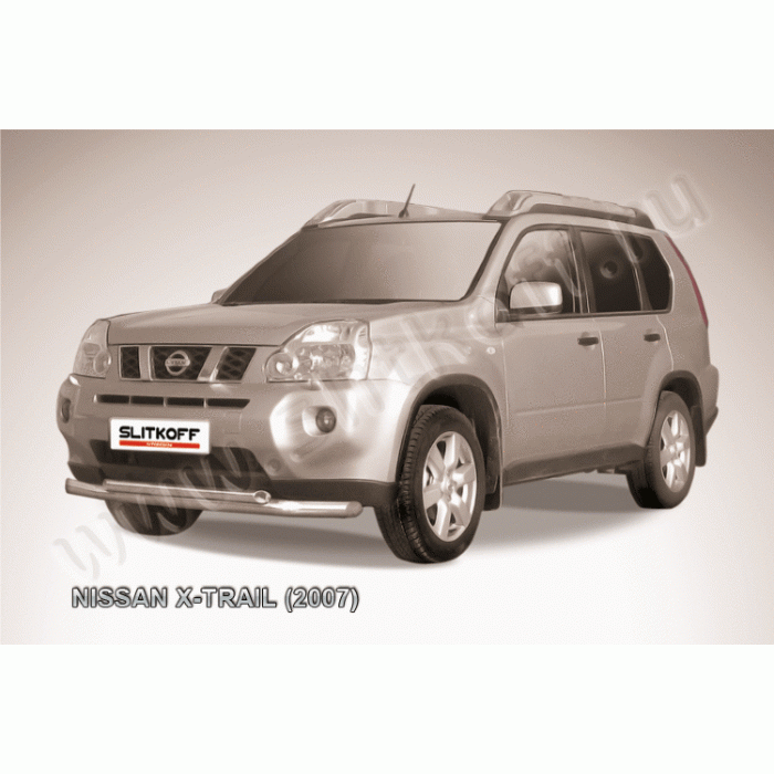 Защита передняя двойная 76-57 мм Black Edition для Nissan X-Trail 2007-2011