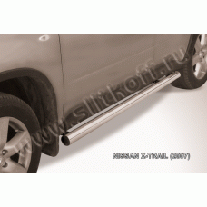 Пороги труба 76 мм Black Edition для Nissan X-Trail 2007-2011