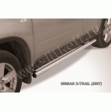 Пороги труба 57 мм Black Edition для Nissan X-Trail 2007-2011