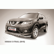 Защита передняя двойная 57-42 мм с декором Black Edition для Nissan X-Trail 2015-2024