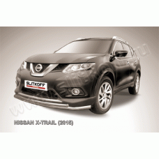 Защита передняя двойная 57-42 мм Black Edition для Nissan X-Trail 2015-2024