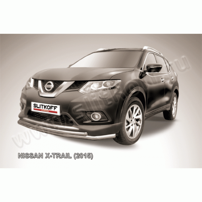 Защита передняя двойная 57-42 мм Black Edition для Nissan X-Trail 2015-2024