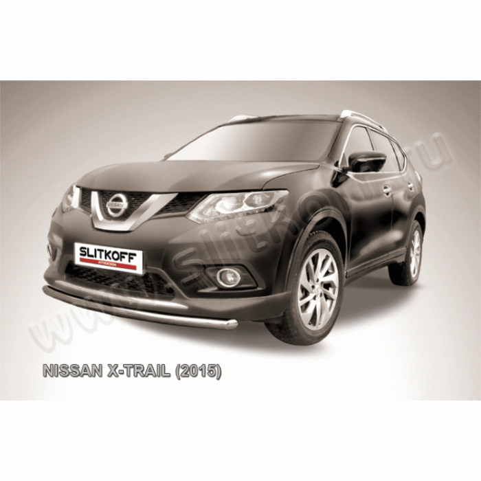 Защита переднего бампера 57 мм короткая Black Edition для Nissan X-Trail 2015-2024