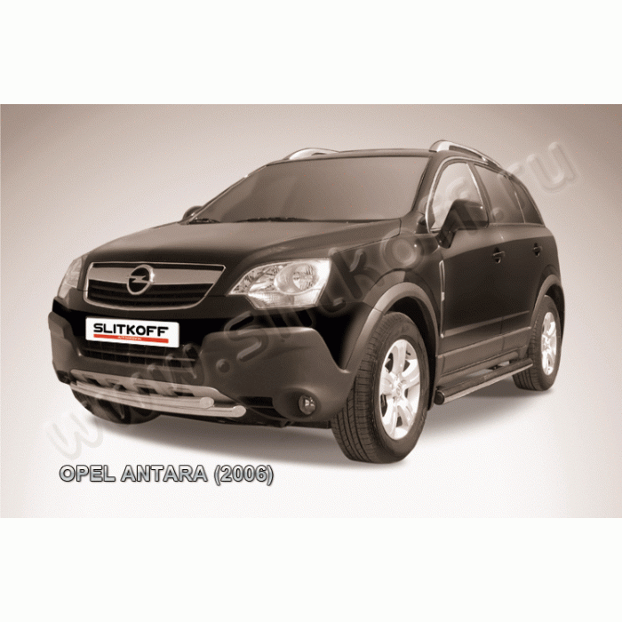 Защита заднего бампера двойная 57-57 мм Black Edition для Opel Antara 2006-2010