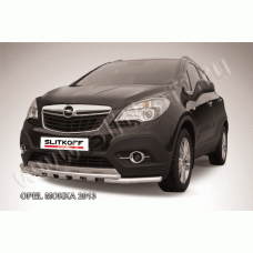 Защита передняя двойная 57-42 мм с профильной ЗК Black Edition для Opel Mokka 2012-2016