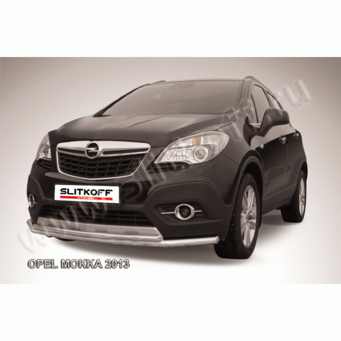 Защита передняя двойная 57-42 мм длинная Black Edition для Opel Mokka 2012-2016