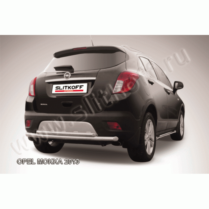 Защита заднего бампера двойная 57-42 мм радиусная Black Edition для Opel Mokka 2012-2016