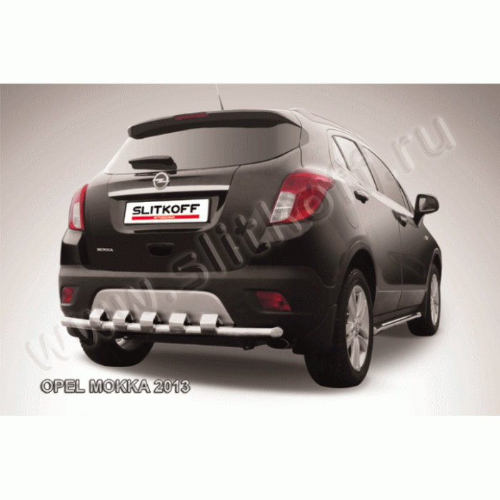 Защита заднего бампера 57 мм с декором Black Edition для Opel Mokka 2012-2016