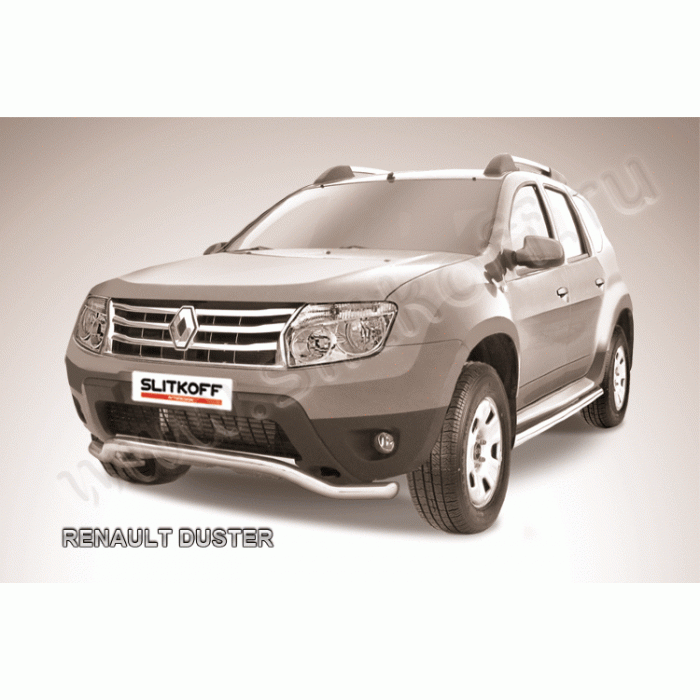 Защита переднего бампера волна 57 мм Black Edition для Renault Duster 2011-2015