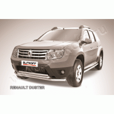 Защита передняя двойная 57-42 мм Black Edition для Renault Duster 2011-2015