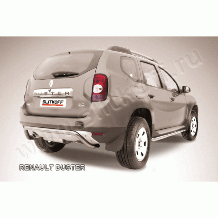 Защита заднего бампера скоба 57 мм Black Edition для Renault Duster 2011-2015