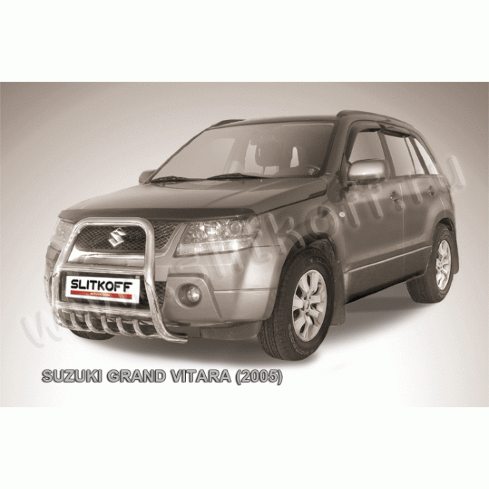 Кенгурятник высокий 57 мм с защитой картера Black Edition для Suzuki Grand Vitara 2005-2007