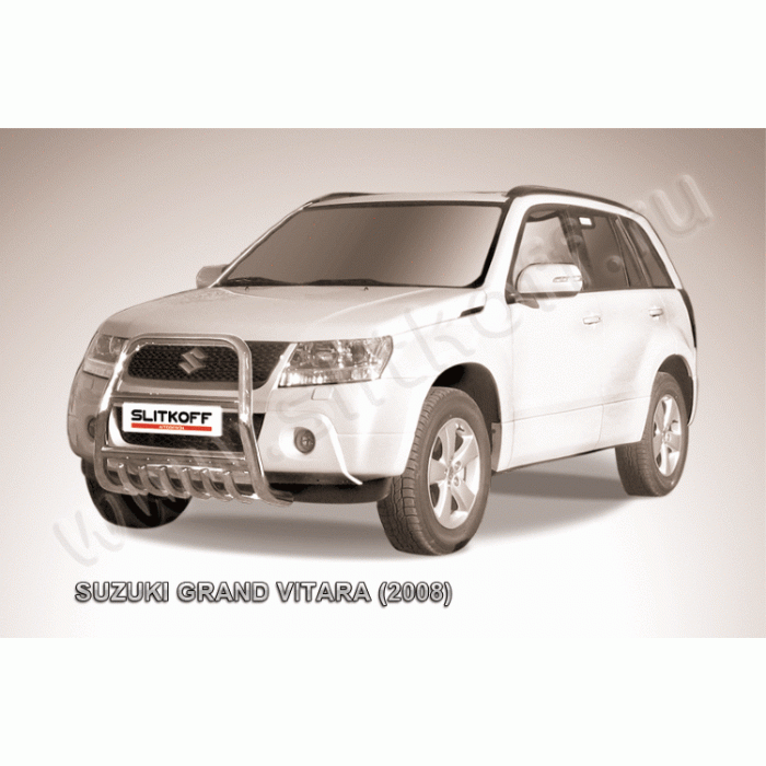 Кенгурятник высокий 57 мм с защитой картера Black Edition для Suzuki Grand Vitara 2008-2011