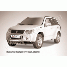 Кенгурятник низкий 57 мм с защитой картера Black Edition для Suzuki Grand Vitara 2008-2011