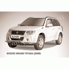 Защита переднего бампера 57 мм с защитой картера Black Edition для Suzuki Grand Vitara 2008-2011