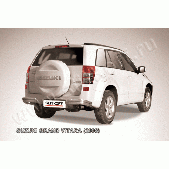 Защита задняя двойные уголки 57-42 мм Black Edition для Suzuki Grand Vitara 2008-2011