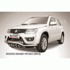 Защита переднего бампера 57 мм с защитой картера Black Edition для Suzuki Grand Vitara 2012-2015