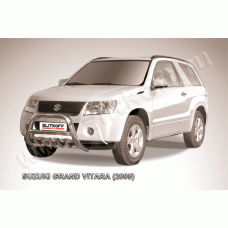 Кенгурятник низкий 76 мм с защитой картера Black Edition на 3 двери для Suzuki Grand Vitara 2008-2011