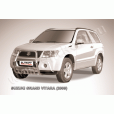 Кенгурятник высокий 76 мм с защитой картера Black Edition на 3 двери для Suzuki Grand Vitara 2008-2011