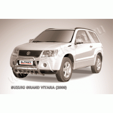 Кенгурятник низкий 57 мм с защитой картера Black Edition на 3 двери для Suzuki Grand Vitara 2008-2011