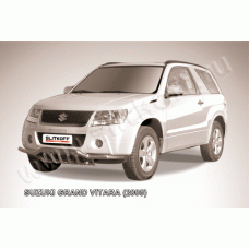 Защита переднего бампера 57 мм с защитой картера Black Edition на 3 двери для Suzuki Grand Vitara 2008-2011