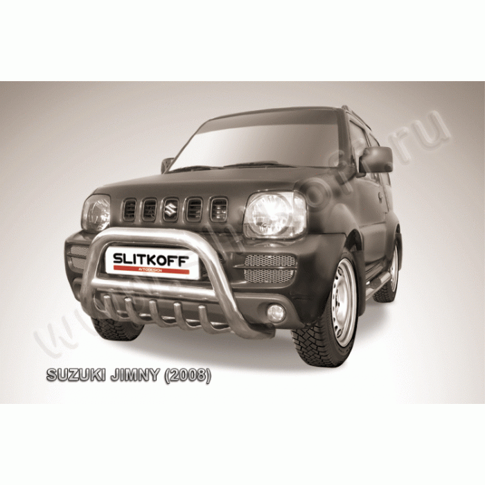 Кенгурятник низкий 76 мм с защитой картера Black Edition для Suzuki Jimny 1998-2018