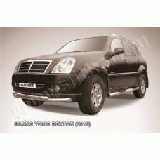 Защита передняя двойная 76-57 мм Black Edition для SsangYong Rexton 2007-2012