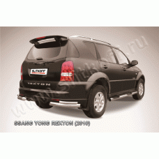 Защита задняя двойные уголки 76-42 мм Black Edition для SsangYong Rexton 2007-2012