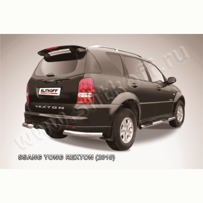 Защита задняя уголки 76 мм Black Edition для SsangYong Rexton 2007-2012