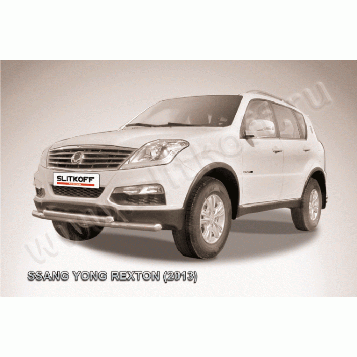 Защита передняя двойная 57-57 мм Black Edition для SsangYong Rexton 2012-2015