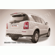 Защита задняя двойные уголки 76-42 мм Black Edition для SsangYong Rexton 2012-2015