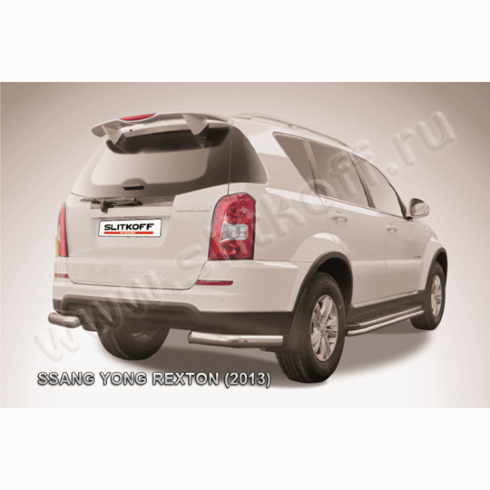 Защита задняя уголки 76 мм Black Edition для SsangYong Rexton 2012-2015