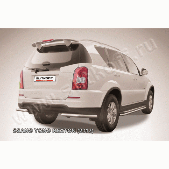 Защита задняя уголки 57 мм Black Edition для SsangYong Rexton 2012-2015