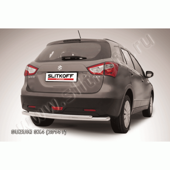 Защита заднего бампера двойная 57-42 мм Black Edition для Suzuki SX4 2013-2016