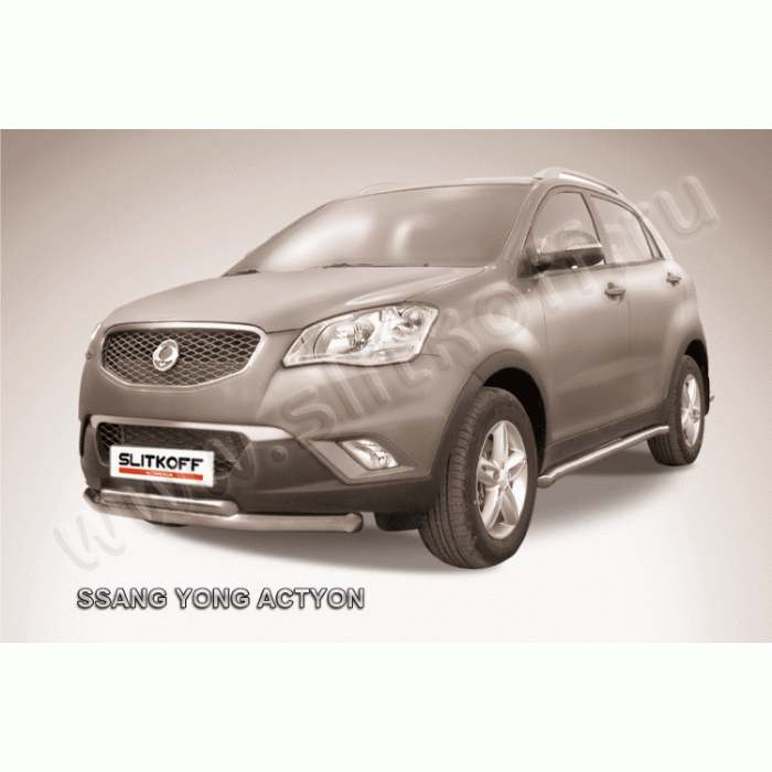 Защита передняя двойная 76-42 мм Black Edition для SsangYong Actyon 2010-2013