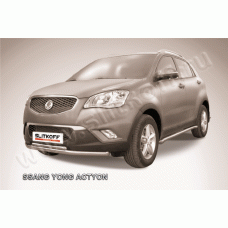 Защита передняя двойная 57-42 мм Black Edition для SsangYong Actyon 2010-2013