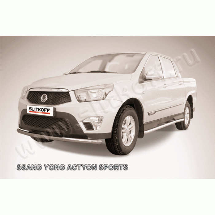 Защита переднего бампера 57 мм Black Edition для SsangYong Actyon Sports 2012-2015