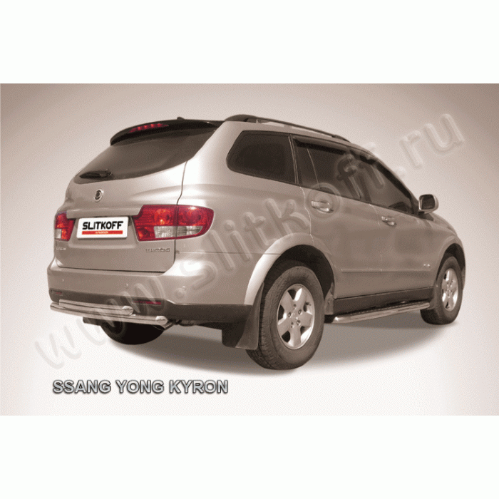 Защита заднего бампера двойная 57-57 мм Black Edition для SsangYong Kyron 2007-2015