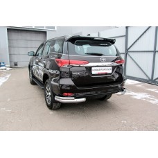 Защита задняя двойные уголки 76-42 мм Black Edition для Toyota Fortuner 2017-2024