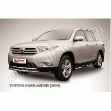 Защита переднего бампера 57 мм радиусная Black Edition для Toyota Highlander 2010-2014