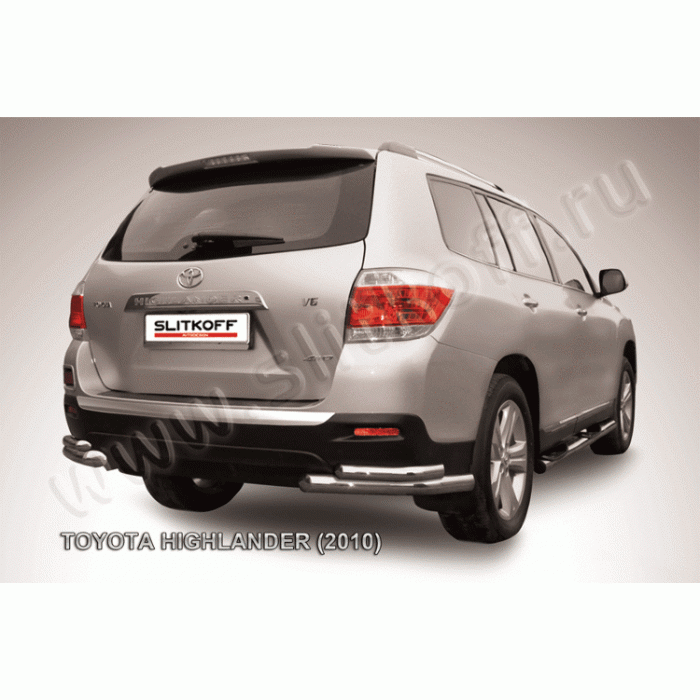 Защита задняя двойные уголки 57-42 мм Black Edition для Toyota Highlander 2010-2014