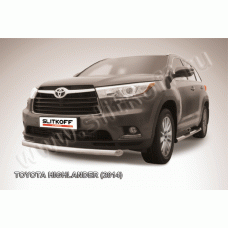 Защита переднего бампера 76 мм радиусная Black Edition для Toyota Highlander 2014-2016