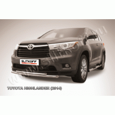 Защита передняя двойная 57-42 мм радиусная Black Edition для Toyota Highlander 2014-2016