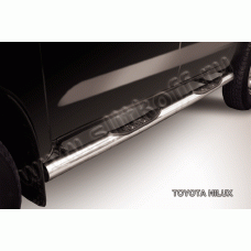 Пороги труба с проступью 76 мм Black Edition для Toyota Hilux 2005-2011