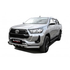 Защита передняя двойная 76-57 мм с профильной ЗК Black Edition для Toyota Hilux 2020-2024