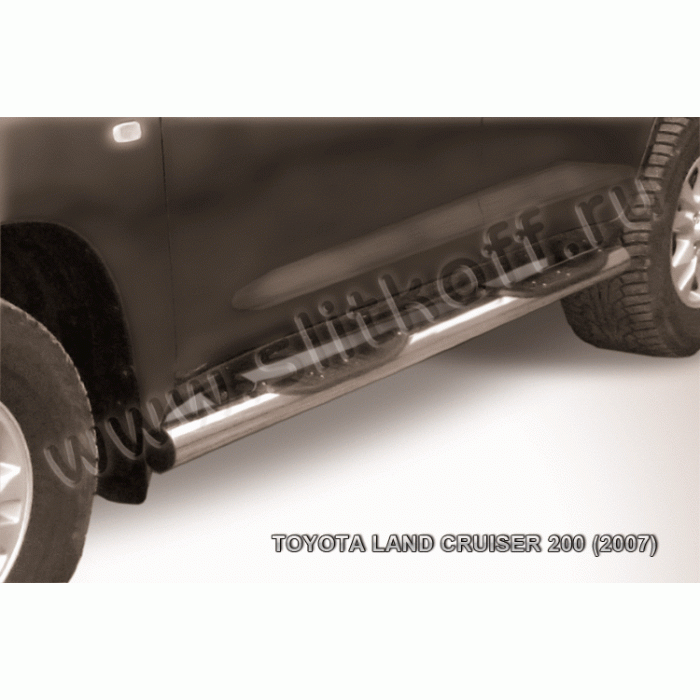 Пороги труба с проступью 76 мм Black Edition для Toyota Land Cruiser 200 2007-2011