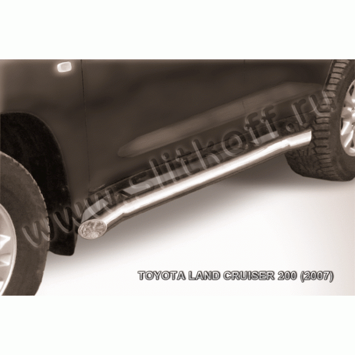 Пороги труба 76 мм с изгибами Black Edition для Toyota Land Cruiser 200 2007-2011